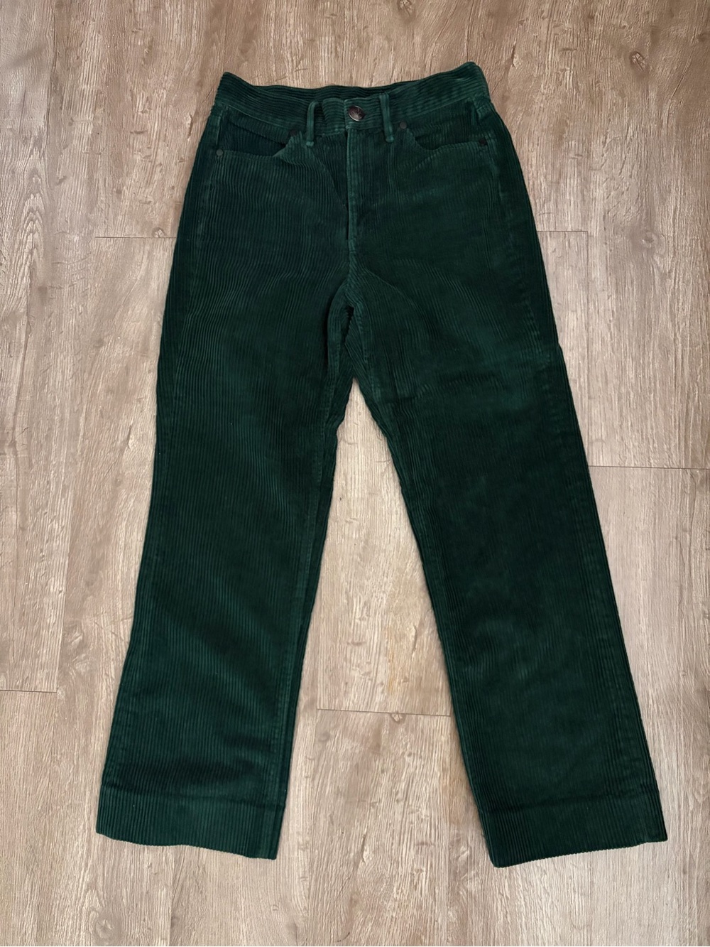 Rag & Bone Green Corduroy Wide Wale Straight Leg Pants High Rise Women's Size 25